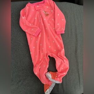 Carter's Pink and White Footie One Piece with Polka Dots​